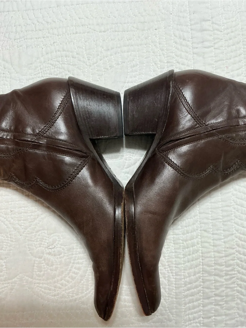 Vintage Sergio Rossi Brown Leather Western Ankle Boots Style 7003 Size 39